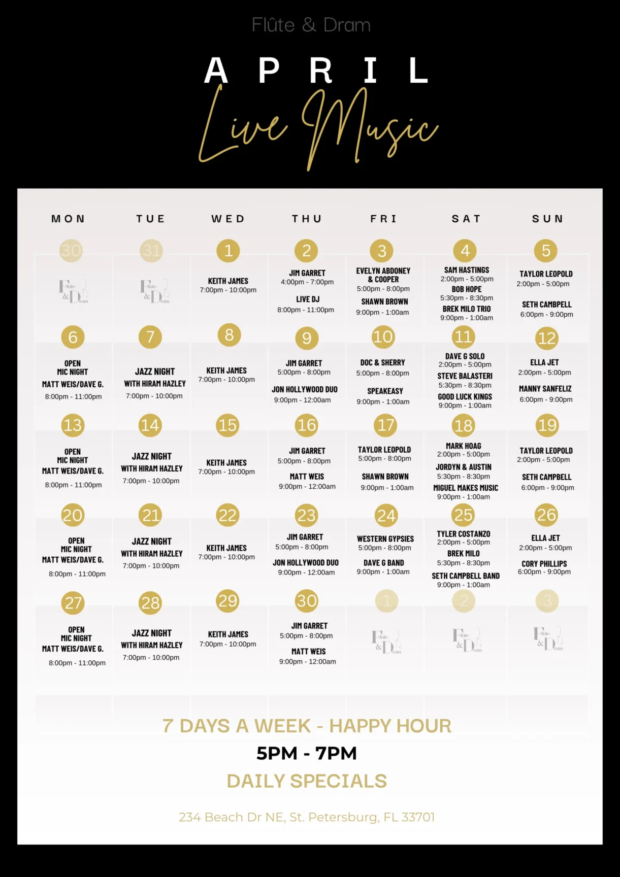 Flute and Dram Calendar april-2026